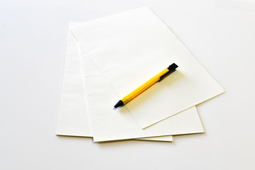 blank notebook with yellow clipboard pen Thailand