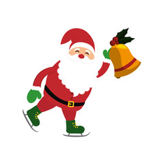 Santa cartoon and bell icon. Merry Christmas season decoration figure theme. Isolated design. Vector illustration