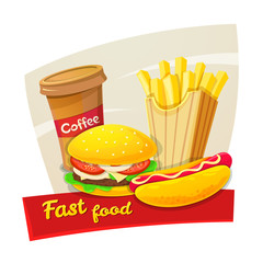 Fast food concept design, vector illustration