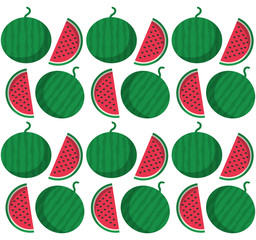 Watermelon background. Fruits summer healthy and organic food theme. Colorful design. Vector illustration