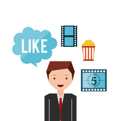cinema entertainment set flat icons vector illustration design