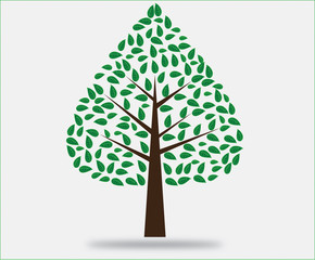 Tree with green leafage. Vector.