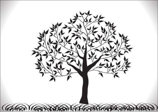 Vector illustration. Tree and grass.
