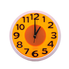 Clocks isolated on white background. Orange color for Halloween day.