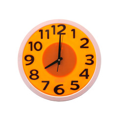 Clocks isolated on white background. Orange color for Halloween day.