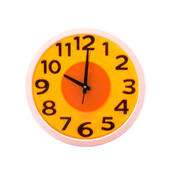 Clocks isolated on white background. Orange color for Halloween day.
