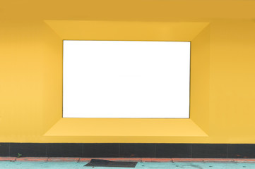 Large blank billboard on a street wall, banners with room to add your own text