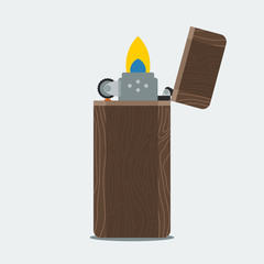 Lighting Up Wooden Lighter | Editable vector in flat style for burning activity illustration