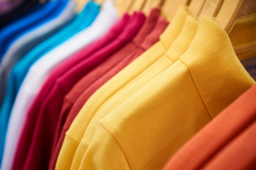 colorful polo t-shirt for sales in the shopping mall