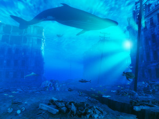Obraz premium underwater city