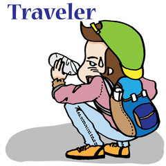 the cute girl traveler