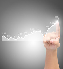 businessman with financial symbols coming from hand