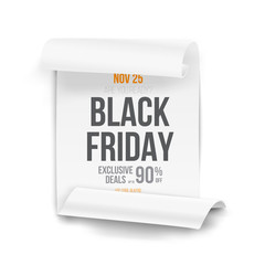 Black Friday Sale Curved Ribbon Banner Template. Realistic Folde