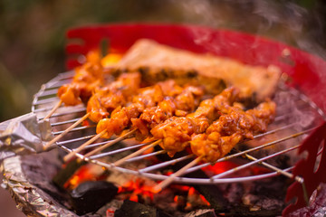 Barbecue grill chicken meat cooking
