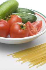 Vertical Image of Spaghetti and Tomatoes