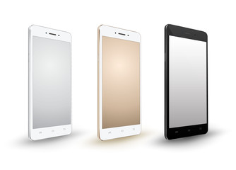 Smartphone mockups set on white background. Vector illustration. for printing and web element, Game and application mockup on smartphone