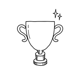 Winner Gold Trophy Doodle. A hand drawn vector doodle illustration of a winner trophy.