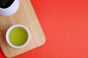 Hot green tea.