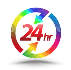 24hr arrow circle symbol. Vector illustration.