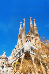 Barcelona, Spain - April 18, 2016: Cathedral of La Sagrada Familia