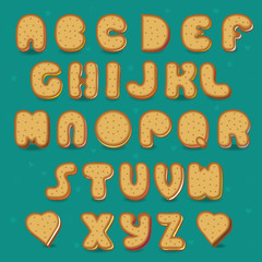 Cookies Alphabet. Vintage style. Festive font