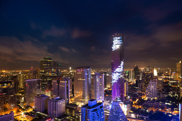 Fototapeta na wymiar MahaNakhon tower is tallest buildings in Thailand, Silom area, Bangkok Thailand