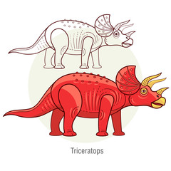 Fototapeta premium Vector image of a dinosaur - Triceratops.