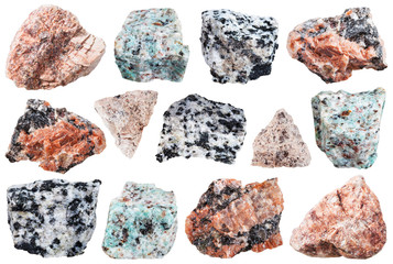 collection from specimens of granite rock isolated