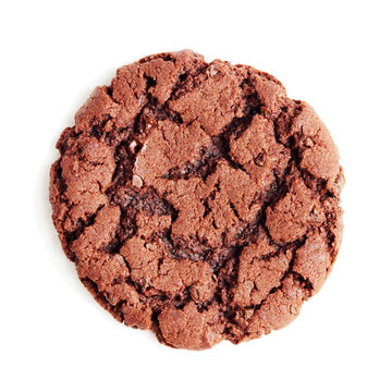 isolated photo Large chocolate fudge cookie, on a white background. 