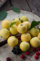 healthy eating concept Fresh yellow apple harvest home