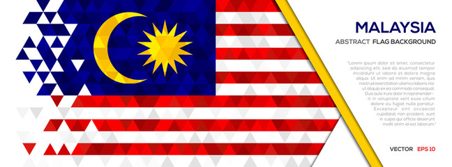 Abstract polygon Geometric Shape background.Malaysia flag