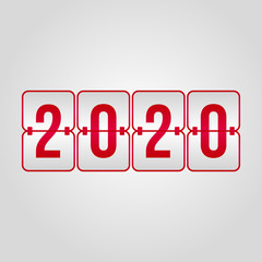 Happy New Year 2020 and Merry Christmas Scoreboard red vector  symbol