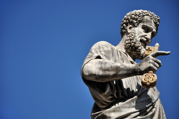 Statue of Saint Peter in Saint Peter square. Vatican city