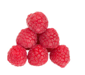 The raspberry berries put in the form of a triangle