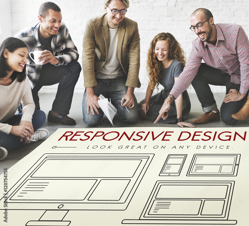 Wall mural responsive design layout webpage template concept