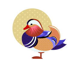 Vector illustration of bird mandarin duck.
