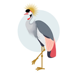 Obraz premium Flat icon - Crowned Crane.
