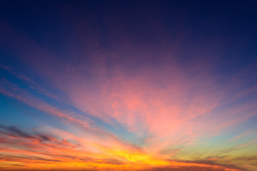 Sunset with clouds, light rays and other atmospheric effect