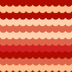 Waves background seamless vector, from light to dark red color flat wave pattern repeated seamlessly, simple cartoon waves decoration backdrop for fabric or print design