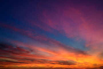 Sunset with clouds, light rays and other atmospheric effect
