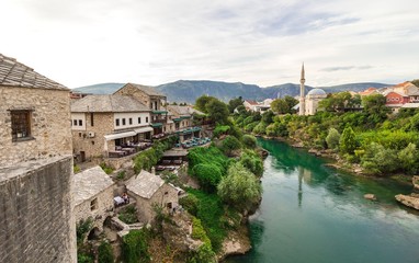 Fototapeta na wymiar Landscape of Mostar, Tourism in Bosnia and Herzegovina