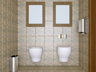 Naklejka na ściany i meble The minimalistic design of the bathroom. 3D Render