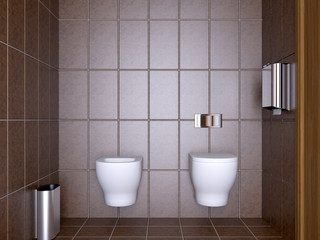 The Bathroom lonely bachelor apartment. 3D visualization