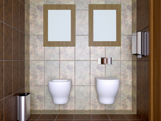 The minimalistic design of the bathroom. 3D Render