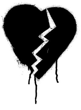 Broken heart shape. Black paint graffiti vector illustration