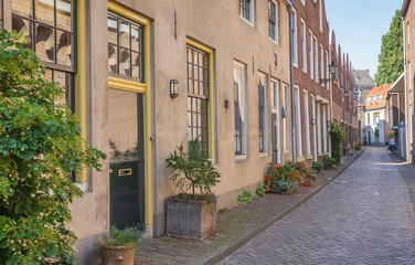 Fototapeta na wymiar Street with old houses in the historical center of Zwolle