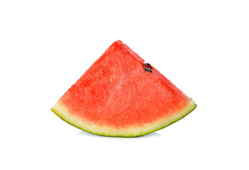 sliced watermelon with seed on white background