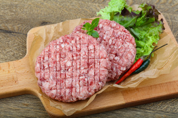 Raw burger cutlet
