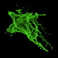 Obraz premium Vibrant Green Liquid Splash on Black Background