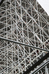 enormous scaffolding for a bridge
